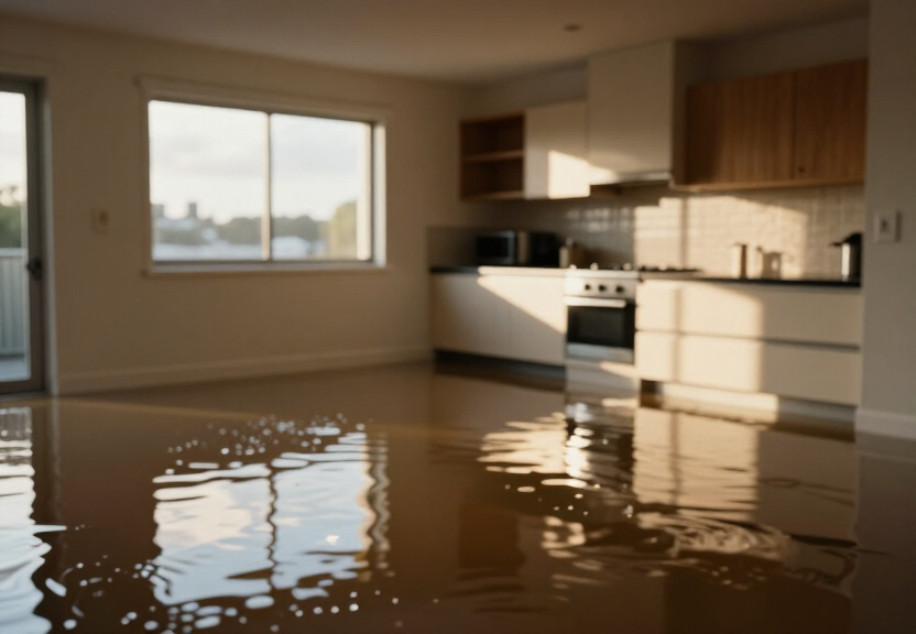 Flooded warehouse in Blacktown before water extraction